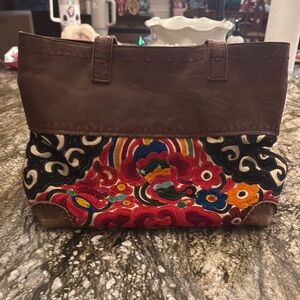 Natural Life Colorful Embroidered/Cord/Leather Women's Bag